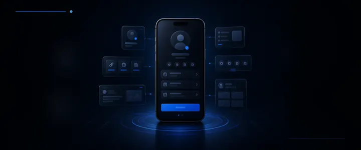 Interface de uma Bio Page personalizada exibida em smartphone